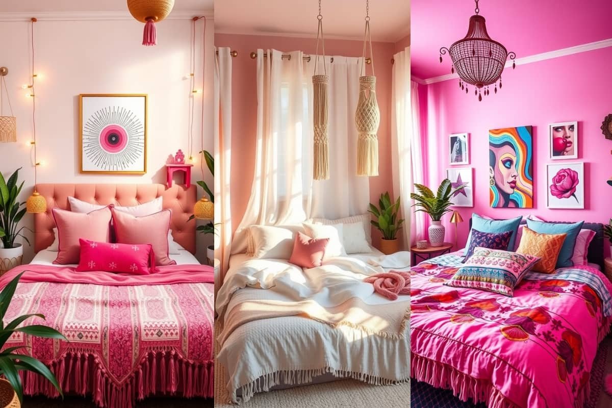 Stunning Pink Boho Bedroom Ideas