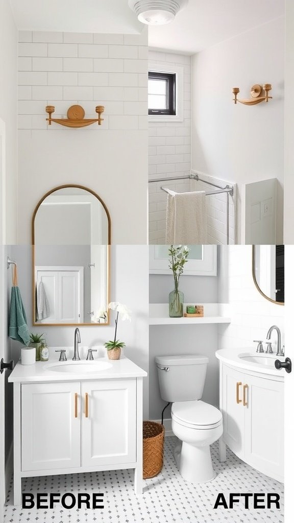 Before and after images of a bathroom remodel