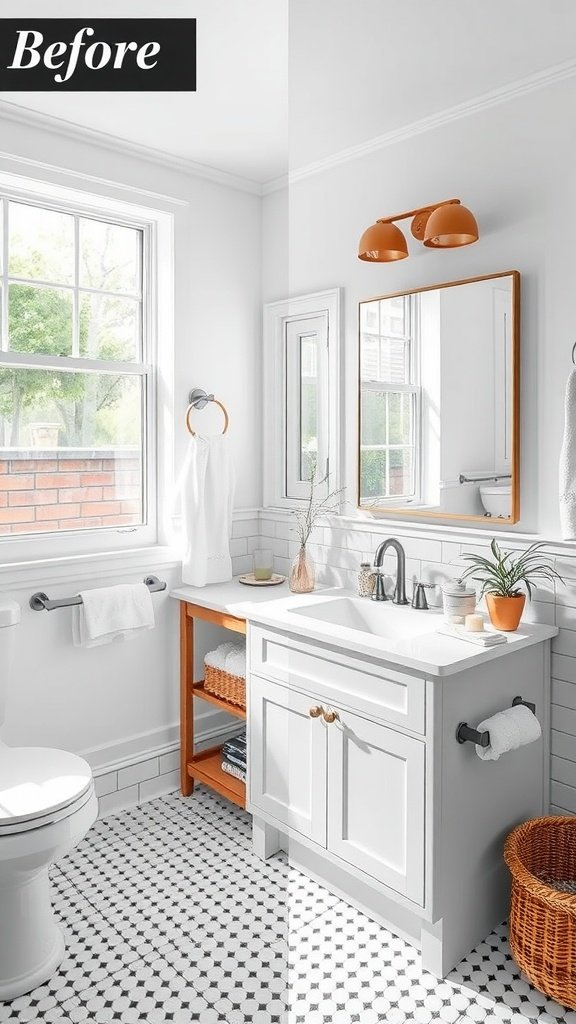 Before and after photos of a bathroom makeover by @Annaciaccio.